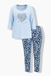 Pyjama, Herzen, Carré-Ausschnitt, 3/4-Ärmel