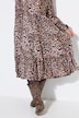 Robe midi en léopard, coupe trapèze, taille élastiquée, manches longues et amples
