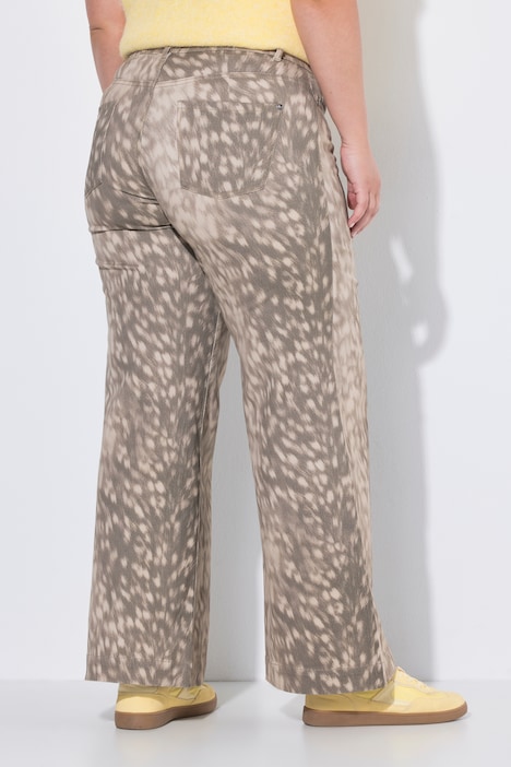 Jeans, Wide Legs, Animalprint, 5-Pocket