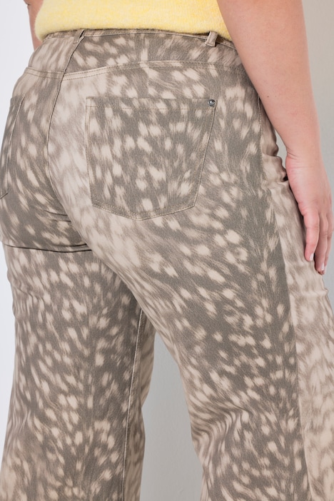 Jeans, Wide Legs, Animalprint, 5-Pocket