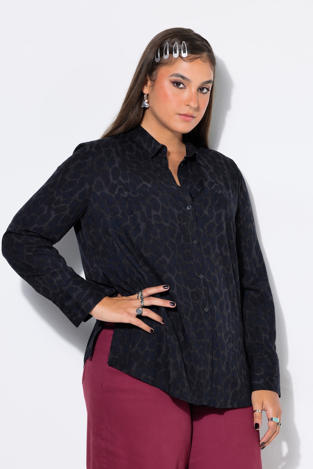 Hemdbluse, Straight Shape, Leo, Langarm