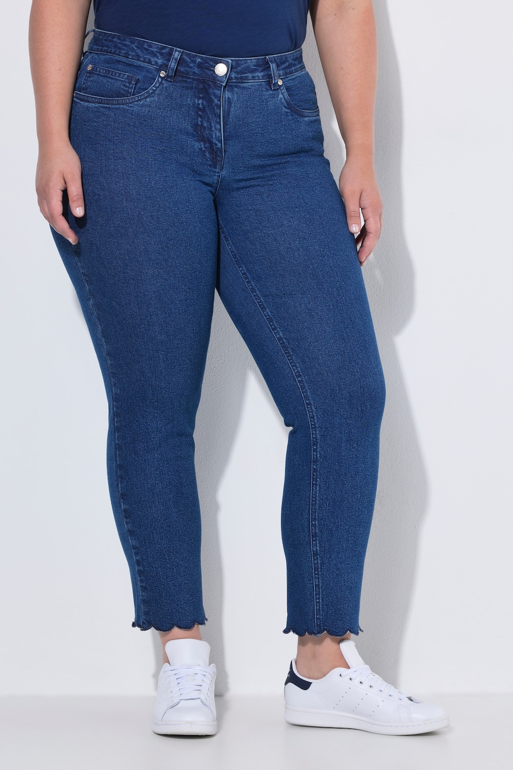 Jeans, straight fit, bølget kant, 5 lommer