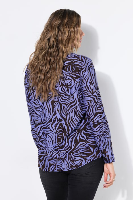Hemdbluse, Straight Shape, Zebra, Langarm