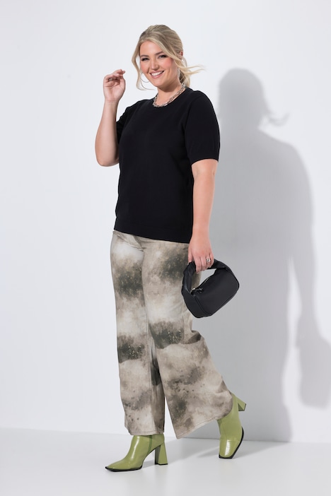 Jeans, Wide Legs, Print, 5-Pocket