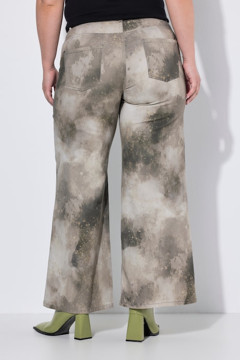 Jeans, Wide Legs, Print, 5-Pocket