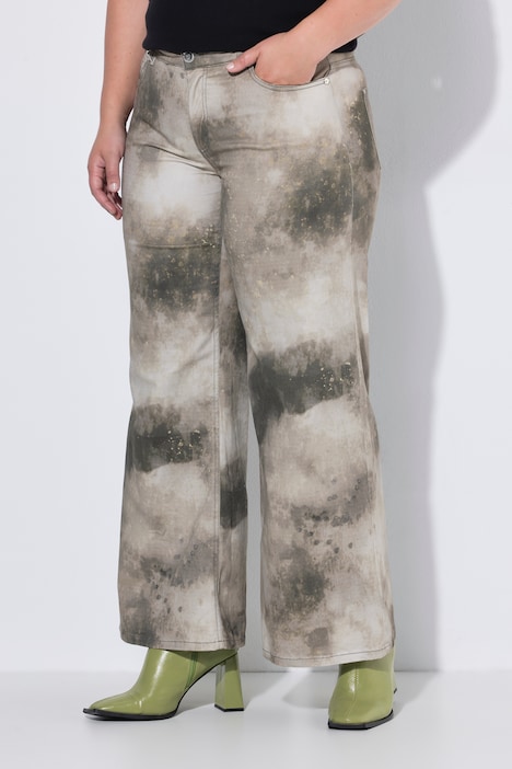 Jeans, Wide Legs, Print, 5-Pocket
