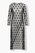 Maxikleid, Spitze, A-Linie, Rundhals, Trompeten-Langarm