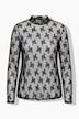 Shirt, Spitze, Slim, Stehkragen, Langarm