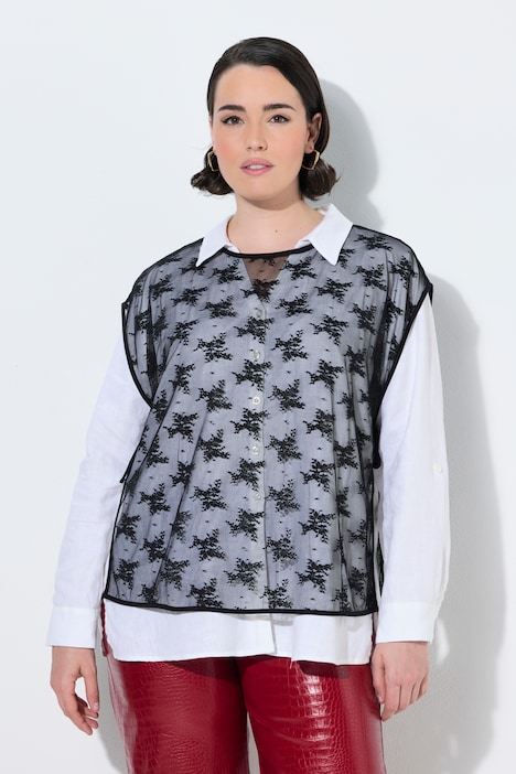 Pullunder, Spitze, Rundhals, ärmellos, Stretch
