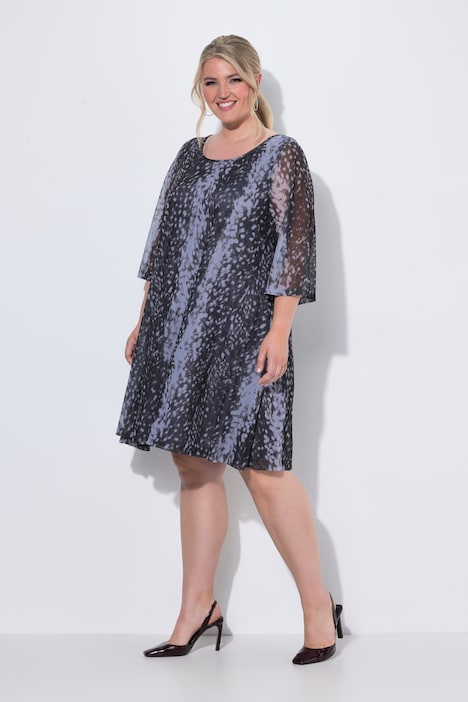 Meshkleid, A-Linie, Animal-Muster, Jersey-Unterkleid