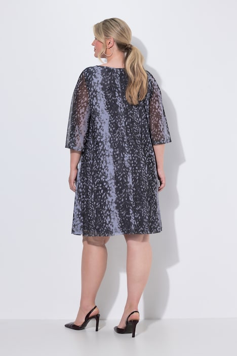 Meshkleid, A-Linie, Animal-Muster, Jersey-Unterkleid