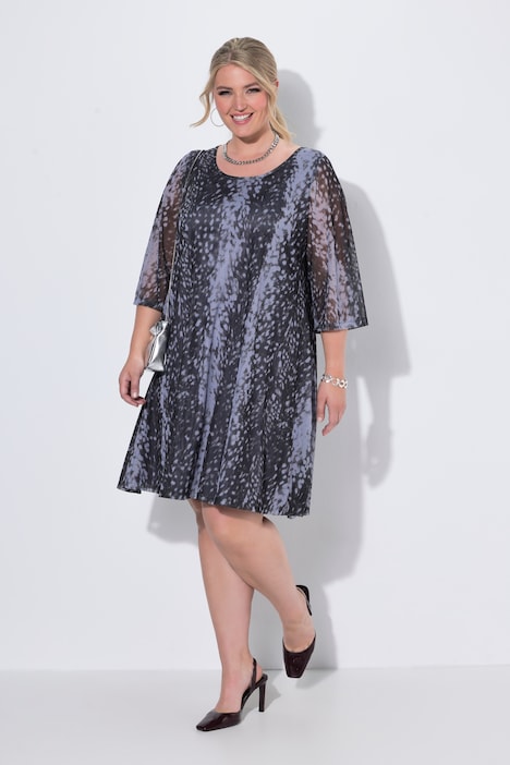Meshkleid, A-Linie, Animal-Muster, Jersey-Unterkleid