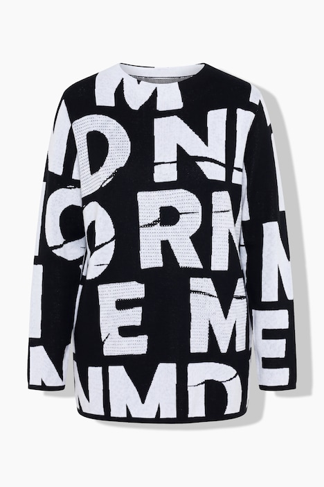 Pullover, Buchstaben, Oversized, Stehkragen, Langarm