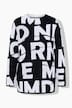 Pullover, Buchstaben, Oversized, Stehkragen, Langarm