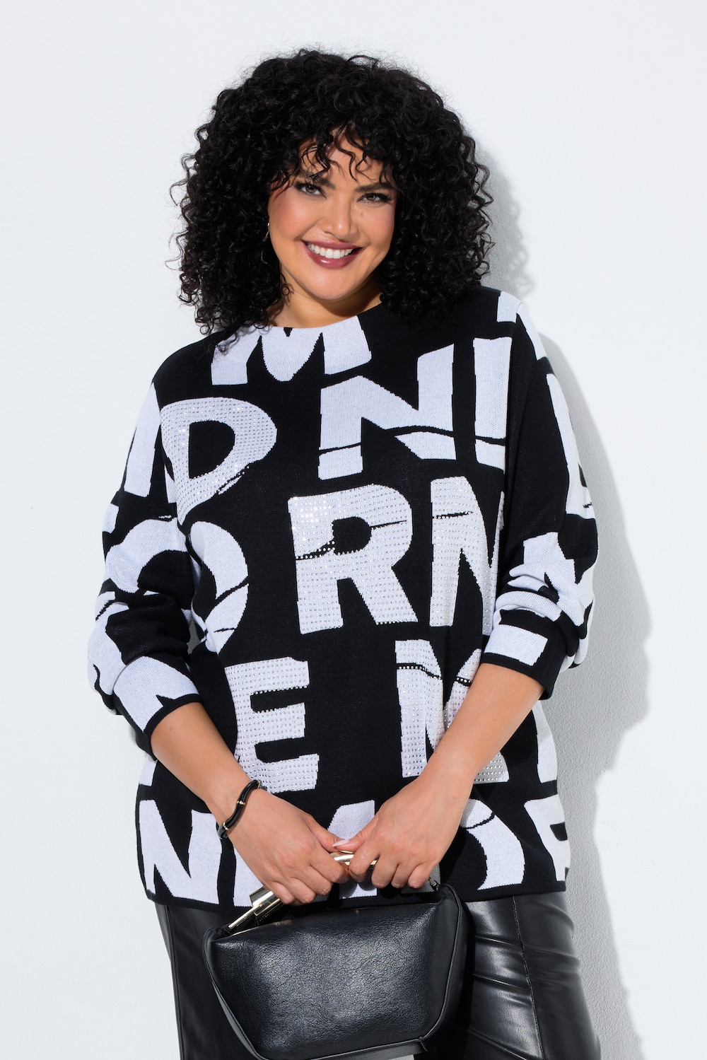 Pullover, Buchstaben, Oversized, Stehkragen, Langarm