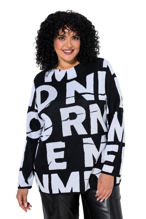 Pullover, Buchstaben, Oversized, Stehkragen, Langarm