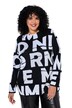 Pullover, Buchstaben, Oversized, Stehkragen, Langarm