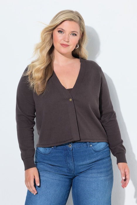 Strickjacke, Straight Fit, Schmuckknopf, Langarm