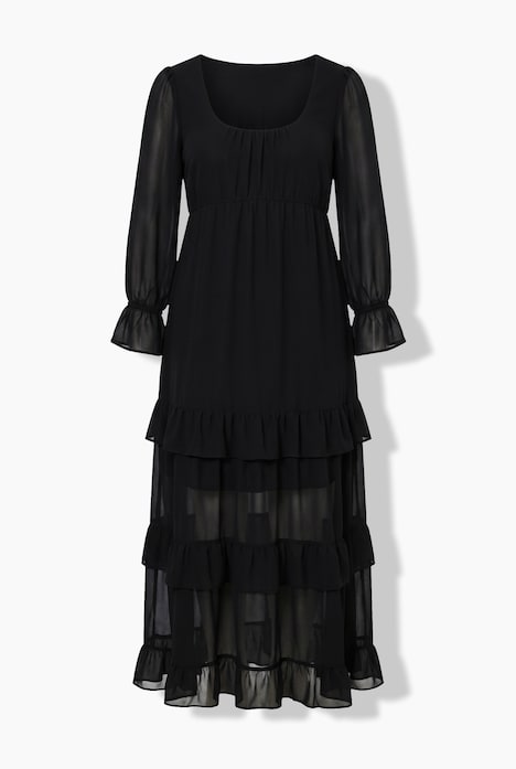 Robe maxi taille empire, coupe évasée, décolleté rond et manches longues « ballon »