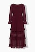 Maxikleid, Empirenaht, A-Linie, Rundhals, Ballon-Langarm