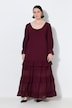 Maxikleid, Empirenaht, A-Linie, Rundhals, Ballon-Langarm