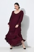 Maxikleid, Empirenaht, A-Linie, Rundhals, Ballon-Langarm