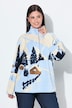 Fleece-Sweatshirt, Ski-Muster, Stehkragen, Langarm