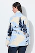Fleece-Sweatshirt, Ski-Muster, Stehkragen, Langarm
