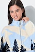 Fleece-Sweatshirt, Ski-Muster, Stehkragen, Langarm