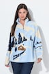 Fleece-Sweatshirt, Ski-Muster, Stehkragen, Langarm