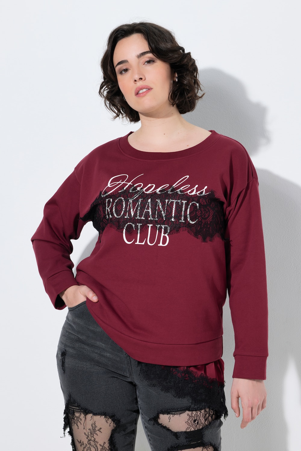 Sweatshirt, Schriftmotiv, Oversized, Rundhals, Langarm