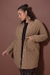 Manteau matelassé, coupe trapèze, col en velours côtelé, cordon de serrage à la taille
