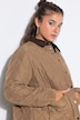 Manteau matelassé, coupe trapèze, col en velours côtelé, cordon de serrage à la taille