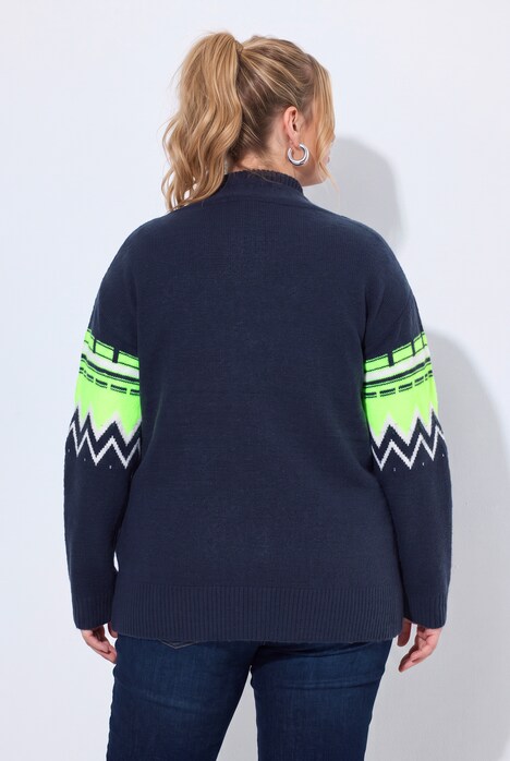 Strickjacke, Norwegermuster, V-Ausschnitt, Langarm