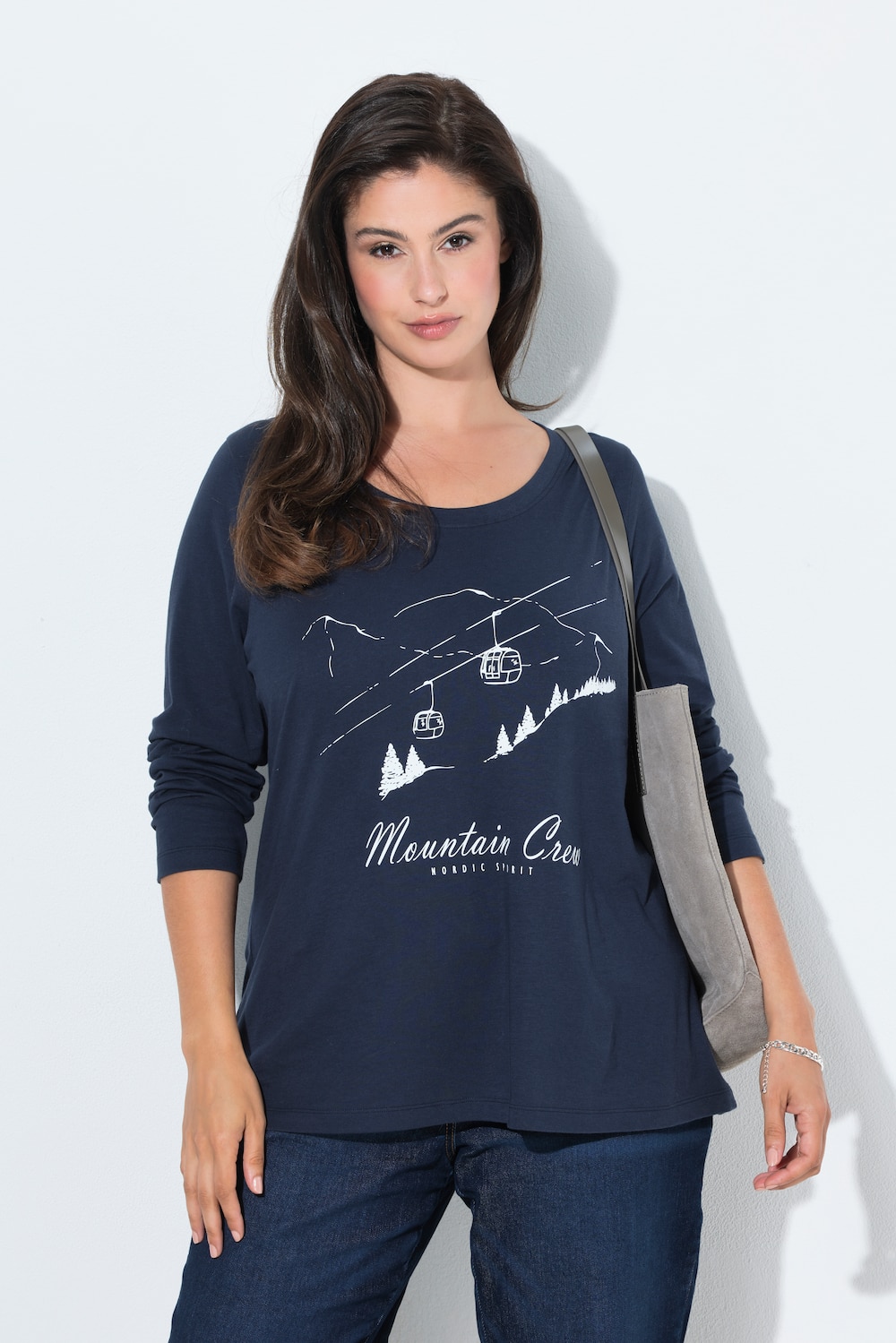 Shirt, Gebirgsmotiv, Classic, Rundhals, Langarm
