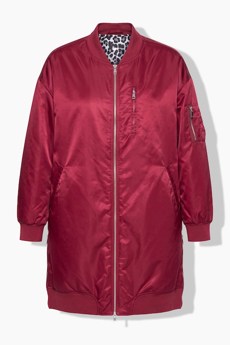 Blousonmantel, O-Shape, Leo-Futter, Seitenschlitze mit Zipper