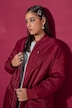 Blousonmantel, O-Shape, Leo-Futter, Seitenschlitze mit Zipper