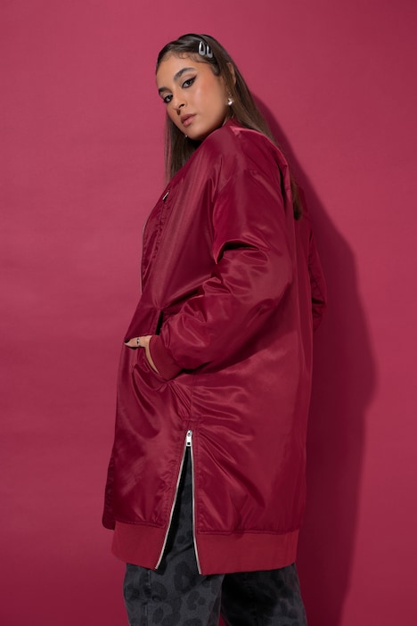 Blousonmantel, O-Shape, Leo-Futter, Seitenschlitze mit Zipper