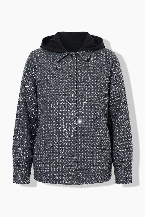 Jacke Jeansoptik mit Pailetten, Black Denim Optik mit Pailletten, Sweat-Rücken