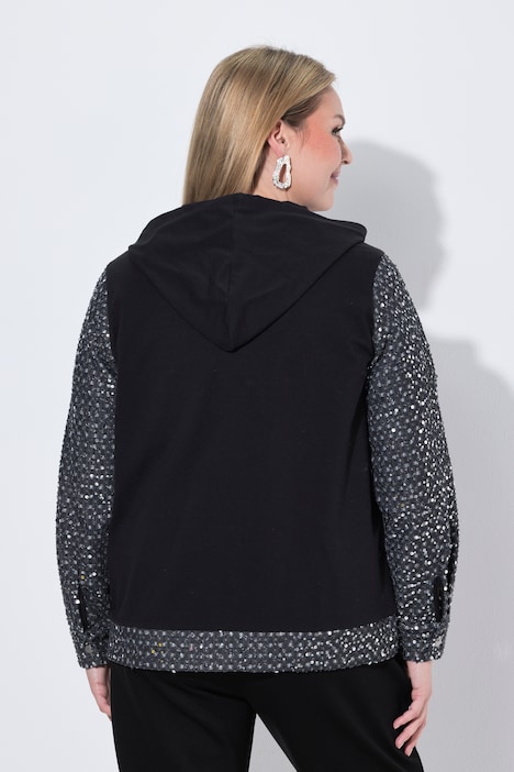 Jacke Jeansoptik mit Pailetten, Black Denim Optik mit Pailletten, Sweat-Rücken