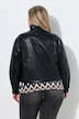 Veste de motard aspect cuir, col montant et manches longues