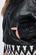 Veste de motard aspect cuir, col montant et manches longues