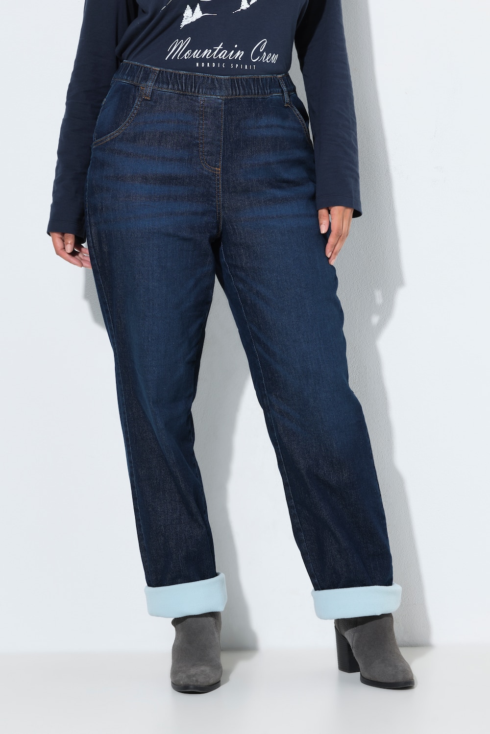 Thermo-Jeans Mandy, weites Bein, Fleecefutter