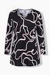 Longshirt, grafischer Druck, A-Linie, Tunika-Ausschnitt, Langarm