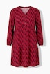 Kleid, gemustert, A-Linie, V-Ausschnitt, Langarm