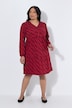 Kleid, gemustert, A-Linie, V-Ausschnitt, Langarm