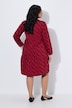 Kleid, gemustert, A-Linie, V-Ausschnitt, Langarm