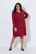 Kleid, gemustert, A-Linie, V-Ausschnitt, Langarm