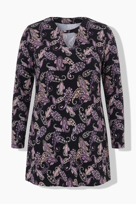 Longshirt, Paisley, A-Linie, Stehkragen, Langarm