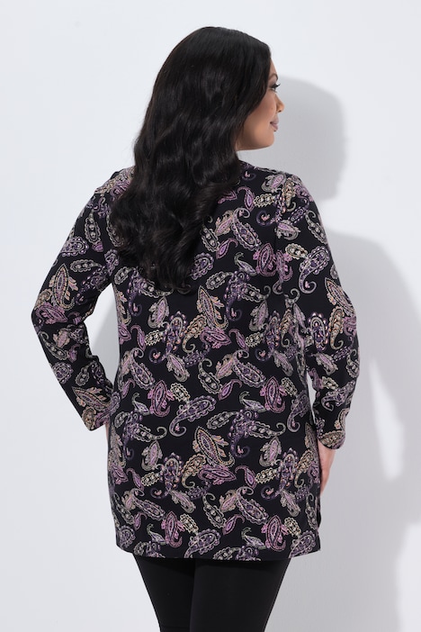 Longshirt, Paisley, A-Linie, Stehkragen, Langarm